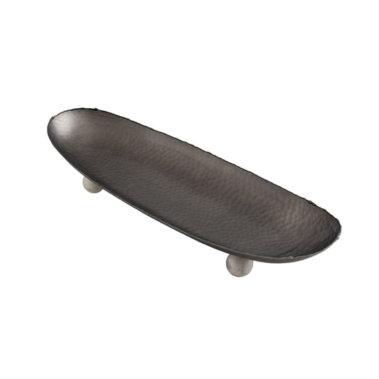 Wiallen Hammered Gunmetal Footed Oval Platter - Wiallen Official Collection